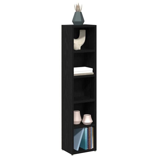 vidaXL CD Cabinet Set of 2 Black Oak Engineered Wood Tall and Narrow