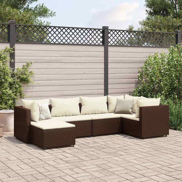 vidaXL Patio Lounge Set Brown, Cream White