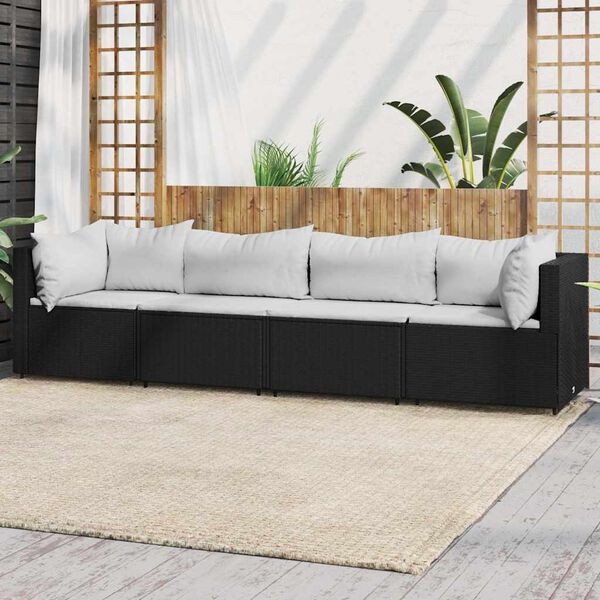 vidaXL Patio Lounge Set Black, White (Cushions)