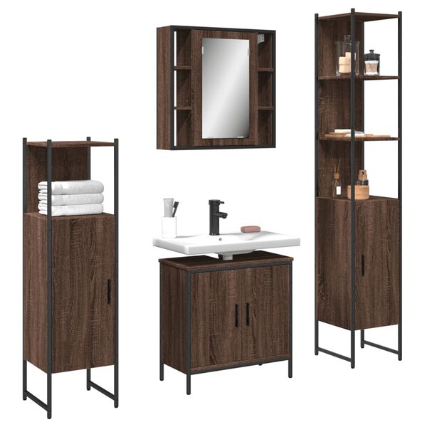 vidaXL Bathroom Cabinet Set Brown oak