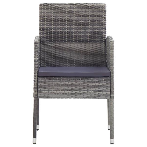 vidaXL Garden Chair Set of 2 Dark grey PE rattan Standard Durable
