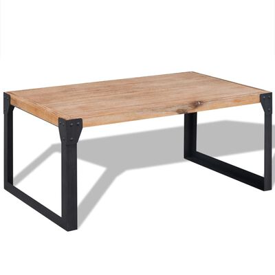 Close-up of table legs and top with metal frame.