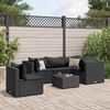 vidaXL Patio Lounge Set Black Poly Rattan Regular Adjustable Armrests
