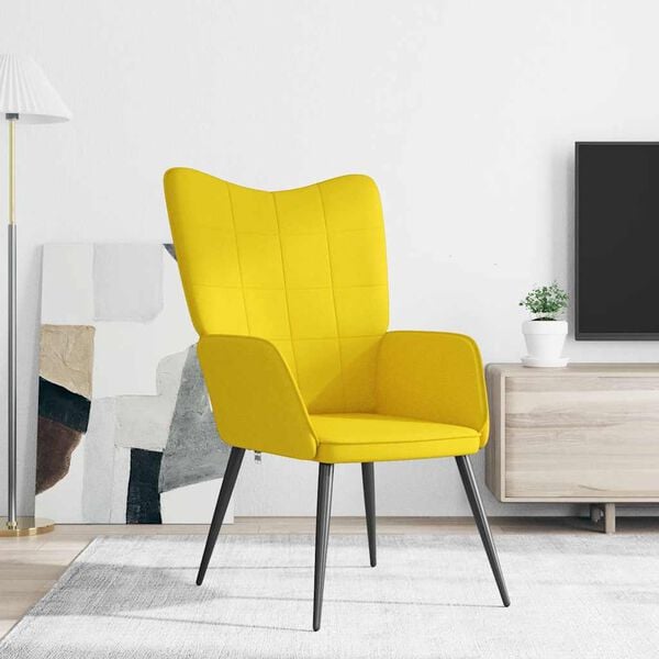 vidaXL Relaxing Chair Mustard Yellow 100% Polyester, Steel Medium