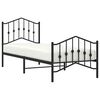vidaXL Bed Frame Black Powder-Coated Steel Twin Bed Frame Rectangular