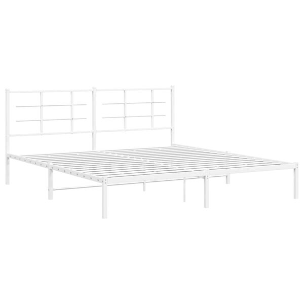 vidaXL Bed Frame White Steel Super King Bed Frame Rectangular Modern