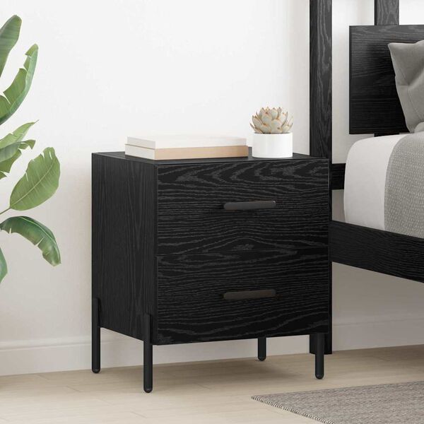 vidaXL Bedside Cabinet 2 pcs Black Oak 15.75 x 13.78 x 18.70 in