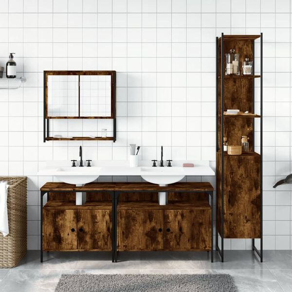 vidaXL Bathroom Furniture Set Smoked oak