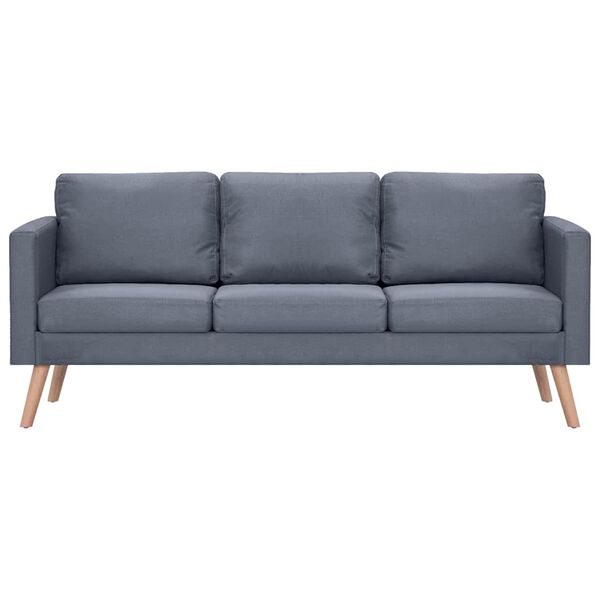 vidaXL Sofa Dark Grey Polyester, Wood 3-Seater Removable Covers