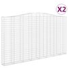 vidaXL Arched Gabion Baskets 2 pcs 157.5x11.8x220/240" Galvanised Iron