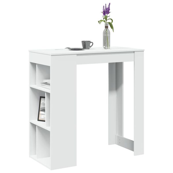 vidaXL Bar Table White Engineered Wood Bar Table Rectangular Modern