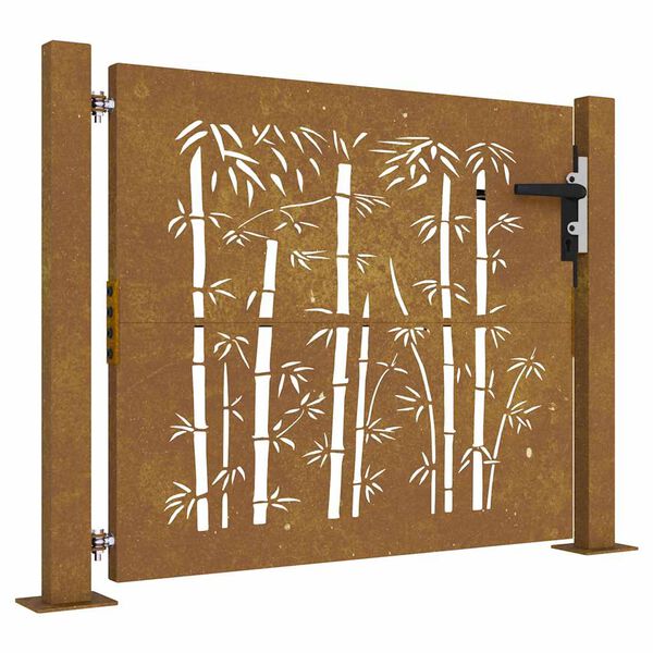 vidaXL Garden Gate 39.4x29.5" Corten Steel Bamboo Design
