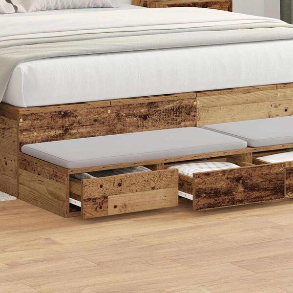 vidaXL Bed Drawers Old Wood 47.24 x 14.37 x 6.50 in Engineered Wood