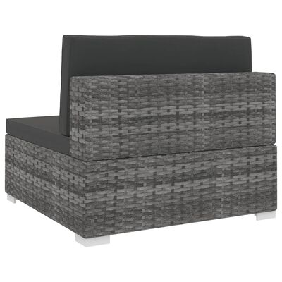 vidaXL Sectional Middle Seat with Cushions Poly Rattan Gray