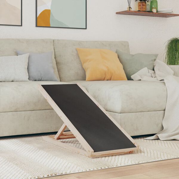 vidaXL Dog Ramp Grey Solid fir wood, polyester 39.4 x 15.7 in