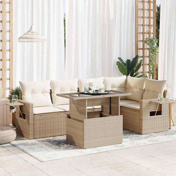 vidaXL Garden Sofa Set Beige, Cream White