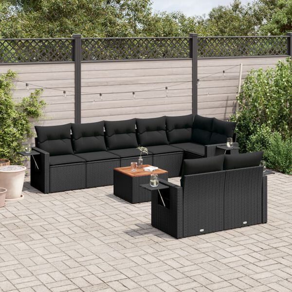 vidaXL Garden Sofa Set Black