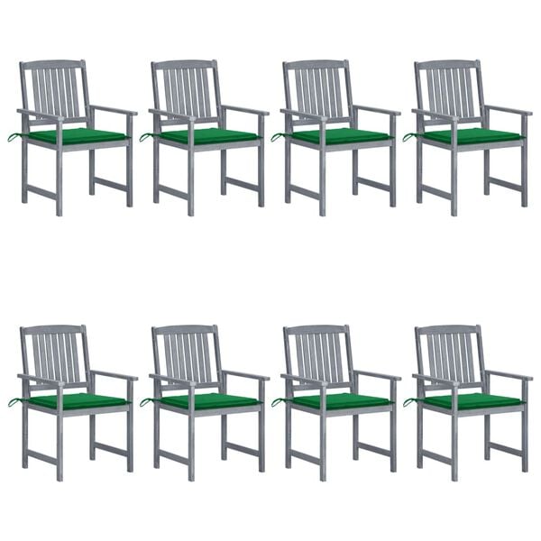 vidaXL Patio Chair Set of 8 Grey Solid acacia wood Standard Durable