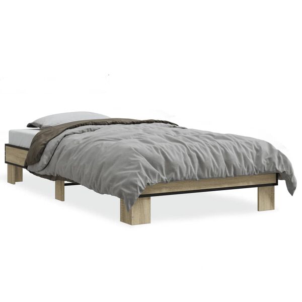 vidaXL Bed Frame Sonoma Oak Engineered wood, Metal Small Single Durable