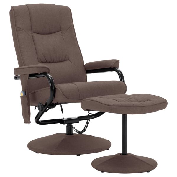 vidaXL Massage Recliner Brown Polyester Standard Swivel