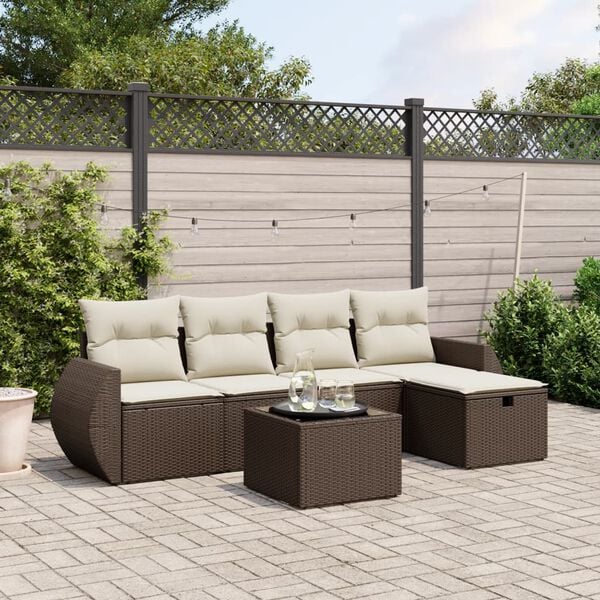vidaXL Garden Sofa Set Brown