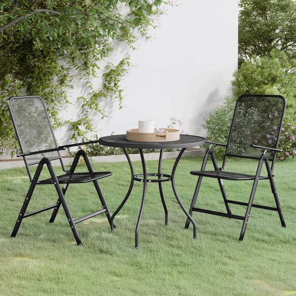 vidaXL Garden Dining Set Anthracite Expanded metal mesh Medium Foldable