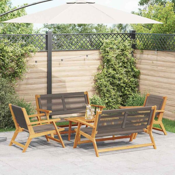 vidaXL Garden Chairs with Table 5 pcs Gray Solid Acacia wood