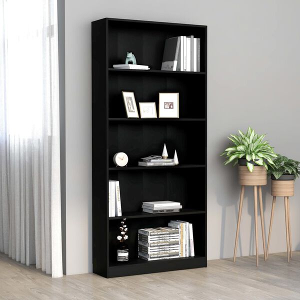 vidaXL Book Cabinet Black Engineered wood Large Book Cabinet