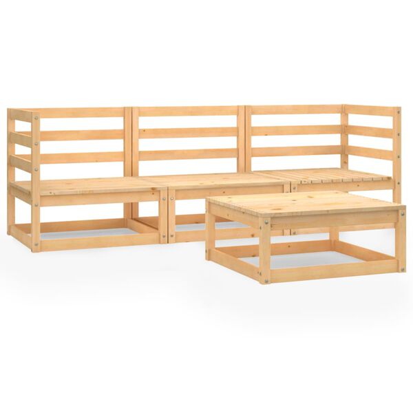 vidaXL Garden Lounge Set Natural Wood Solid pine wood Standard Modular