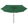 vidaXL Garden Parasol with LED Lights and Metal Pole 157.5" Green