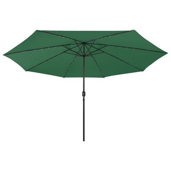 vidaXL Garden Parasol with LED Lights and Metal Pole 157.5" Green