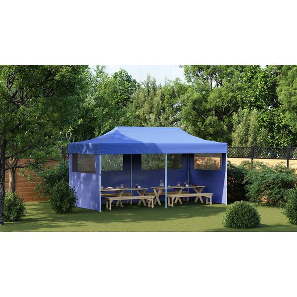 vidaXL Gazebo Blue Polyester, Steel 10 x 20 ft Collapsible Gazebo