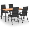 vidaXL Dining Set Black PE Rattan Medium Multi-Position Backrest