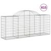 vidaXL Gabion Basket Set of 15 Silver Galvanized iron Large