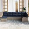 vidaXL Garden Sofa Set with Cushion 7 pcs Grey Synthetic: Poly Rattan