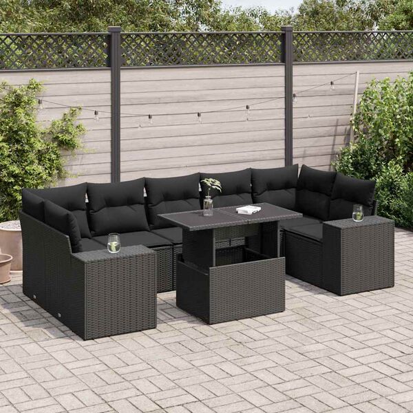 vidaXL Garden Sofa Set Black