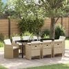 vidaXL Garden Dining Set with Cushion 9 pcs Beige Poly Rattan