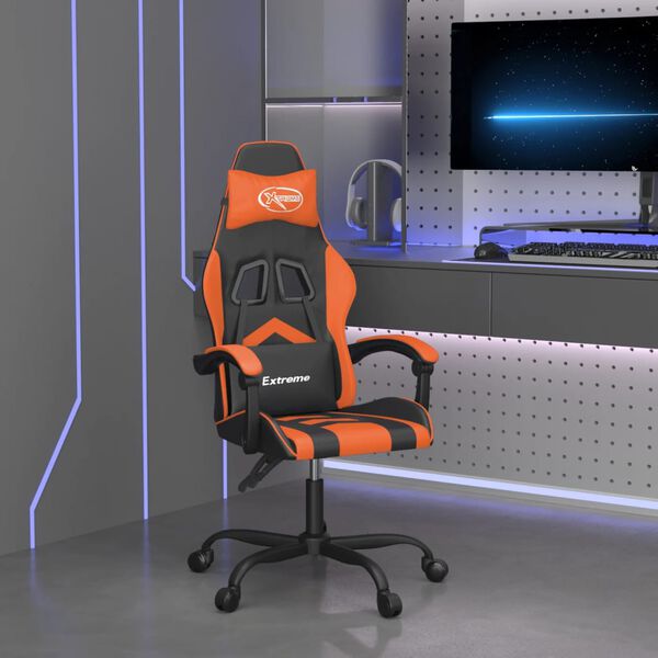 vidaXL Gaming Chair Black and Orange Faux Leather