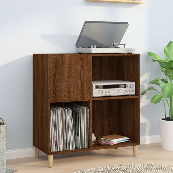 vidaXL Record Cabinet Brown Oak Engineered Wood Medium Record Cabinet