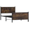 vidaXL Bed Frame Smoked Oak Steel, Engineered Wood Twin Bed Frame