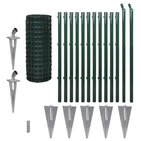 vidaXL Euro Fence Steel 82ftx3.3ft Green