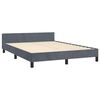 vidaXL Bed Frame With Headboard Dark grey Velvet, plywood, engineered wood