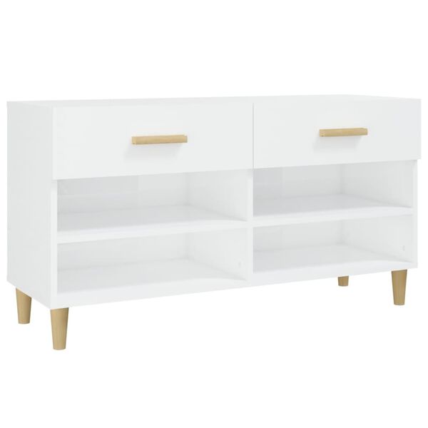 vidaXL Shoe Cabinet High gloss white Engineered wood