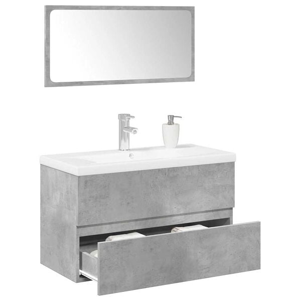 vidaXL Bathroom Furniture Set Concrete grey, white Engineered wood Roomy