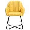 vidaXL Dining Chair Set of 4 Yellow Fabric and Powder-Coated Steel