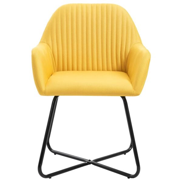 vidaXL Dining Chair Set of 4 Yellow Fabric and Powder-Coated Steel