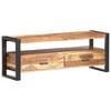 vidaXL TV Cabinet Brown, Black Solid Acacia Wood, Powder-Coated Steel