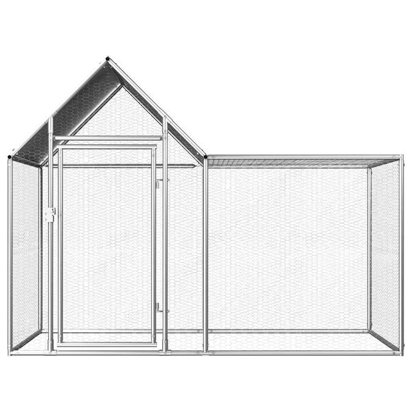 vidaXL Chicken Coop Silver Galvanized Steel Large Durable Chicken Coop