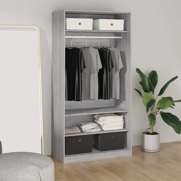 vidaXL Wardrobe Grey Sonoma Engineered Wood 39.4 in x 19.7 in x 78.7 in