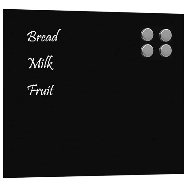 vidaXL Wall-mounted Magnetic Board Black 23.6"x19.7" Tempered Glass